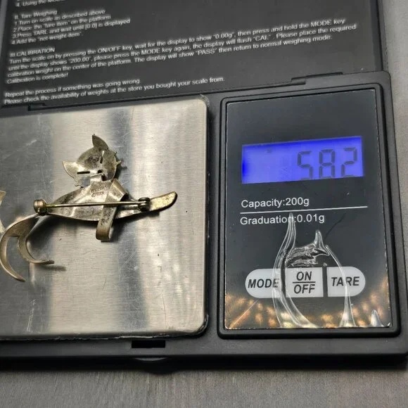 VTG Beaucraft Sterling Silver Cat Brooch Pin 2.25" 5.82g Modernist Design - Picture 6 of 6